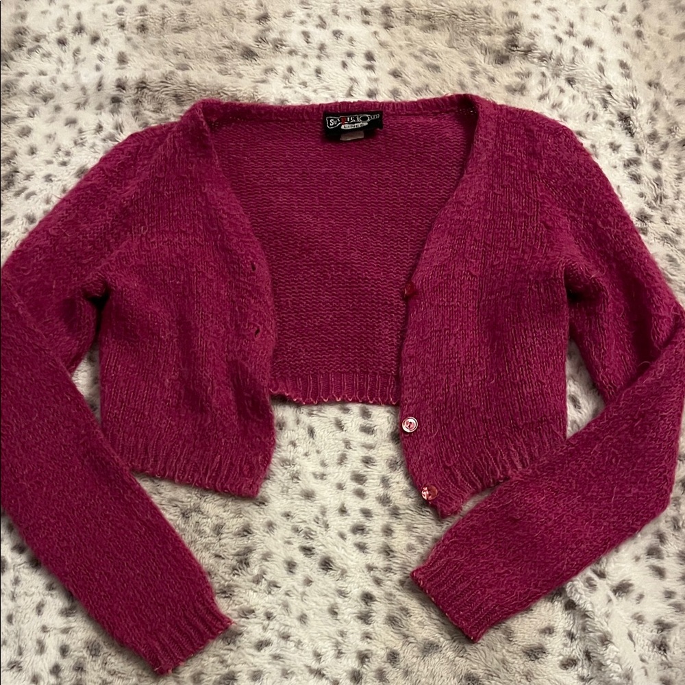 Vintage Pink Cropped Cardigan Sweater